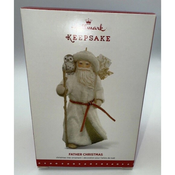 Vtg 2015 Hallmark Father Christmas w Owl Ornament 12th Series Santa Box White - Picture 3 of 15